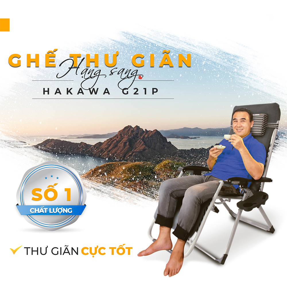 Ghế xếp thư giãn hạng sang HAKAWA - HK-G21P New - (Có Nêm ) - Bảo hành chính hãng 2 năm - Hàng nhập khẩu