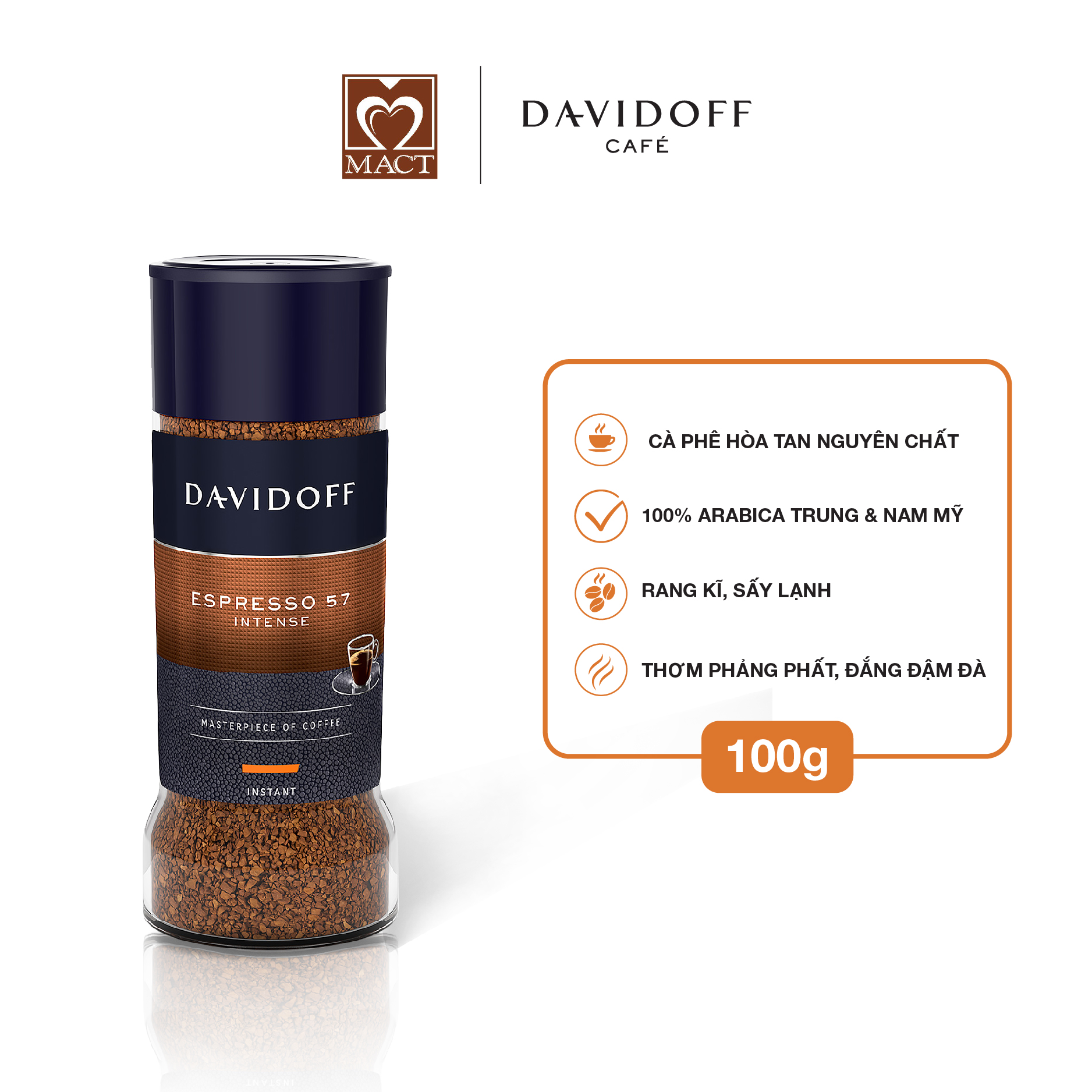 Cà phê hòa tan - Davidoff Café  Espresso 57 - 100g - Có quà tặng kèm