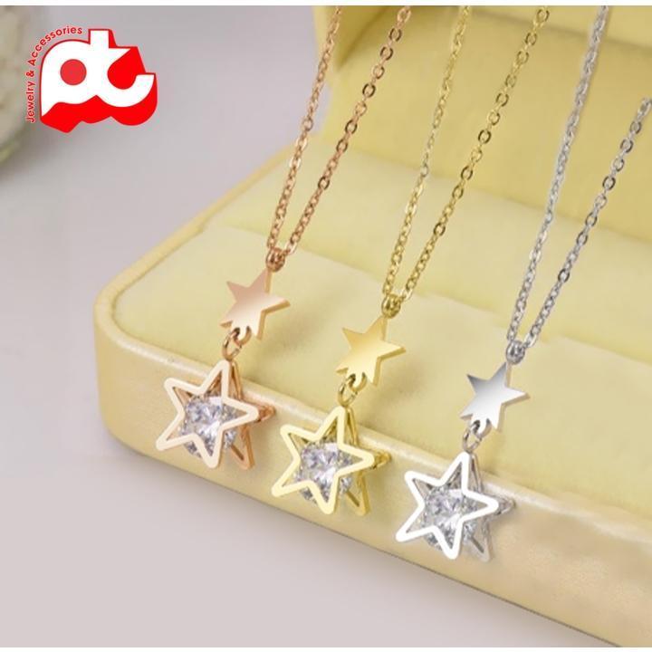 Dây chuyền nữ titan thời trang mặt hình ngôi sao thép không gỉ trangsucpt có 3 màu sắc DCNUT81