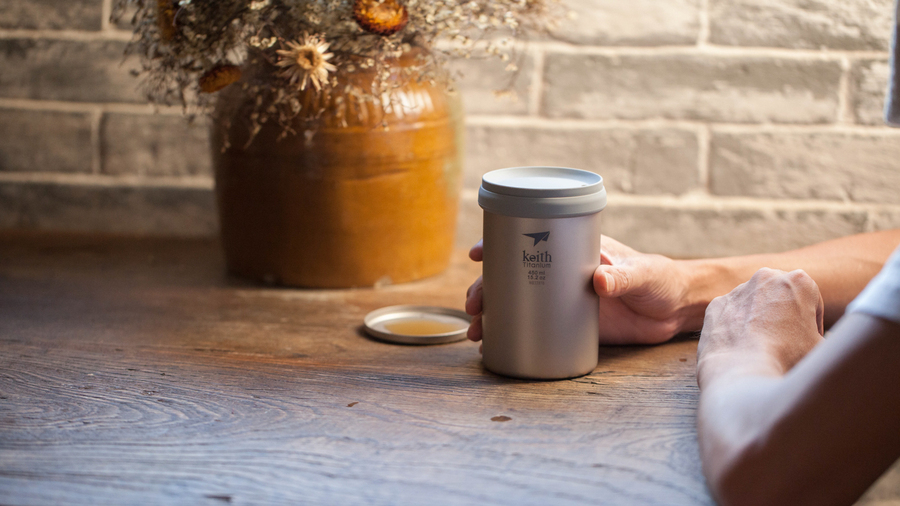 Cốc pha trà titanium Keith Titanium Office Mug with Tea Infuser Ti3520 [Hàng chính hãng