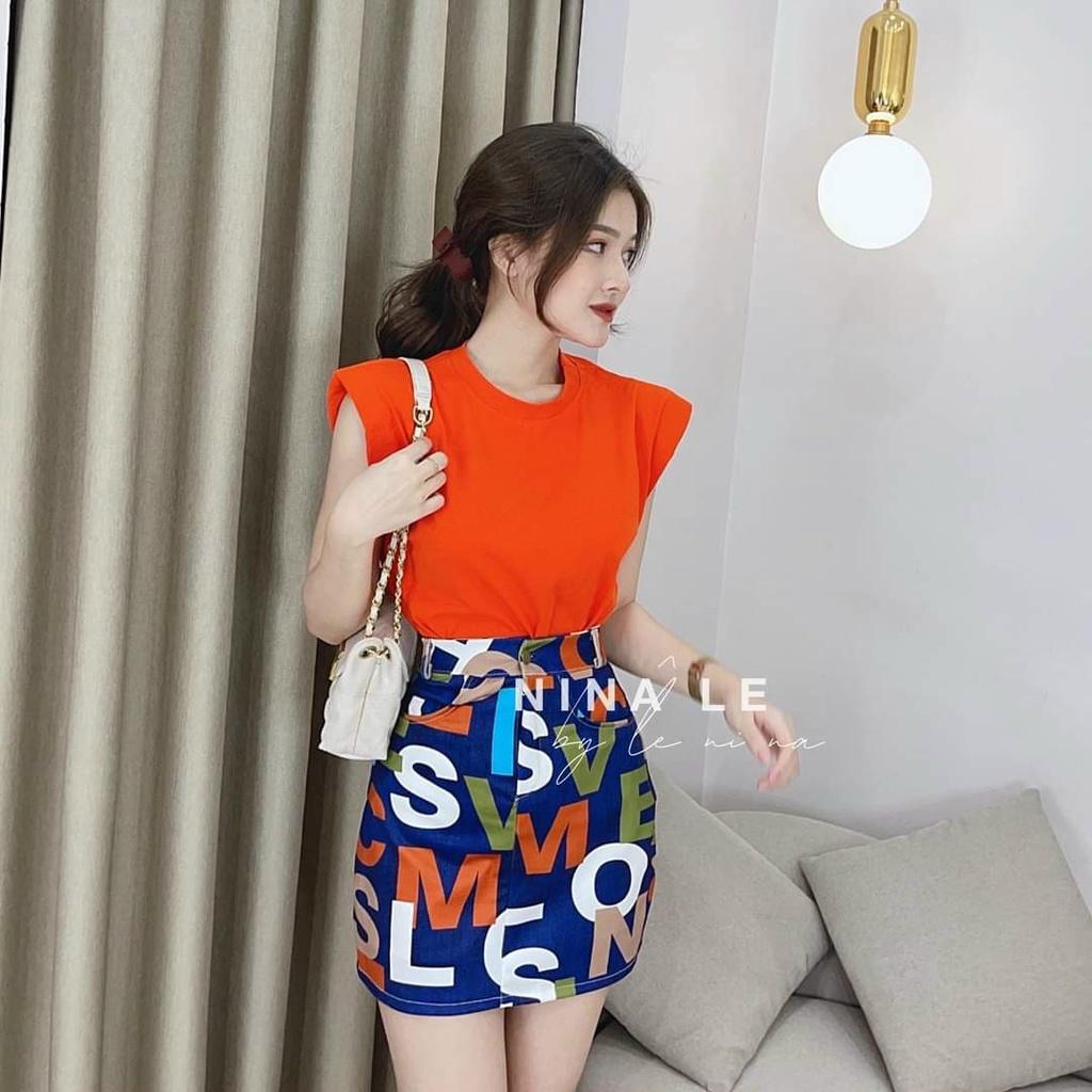 Set áo tank top kèm chân váy lụa in họa tiết cực xinh cho các nàng