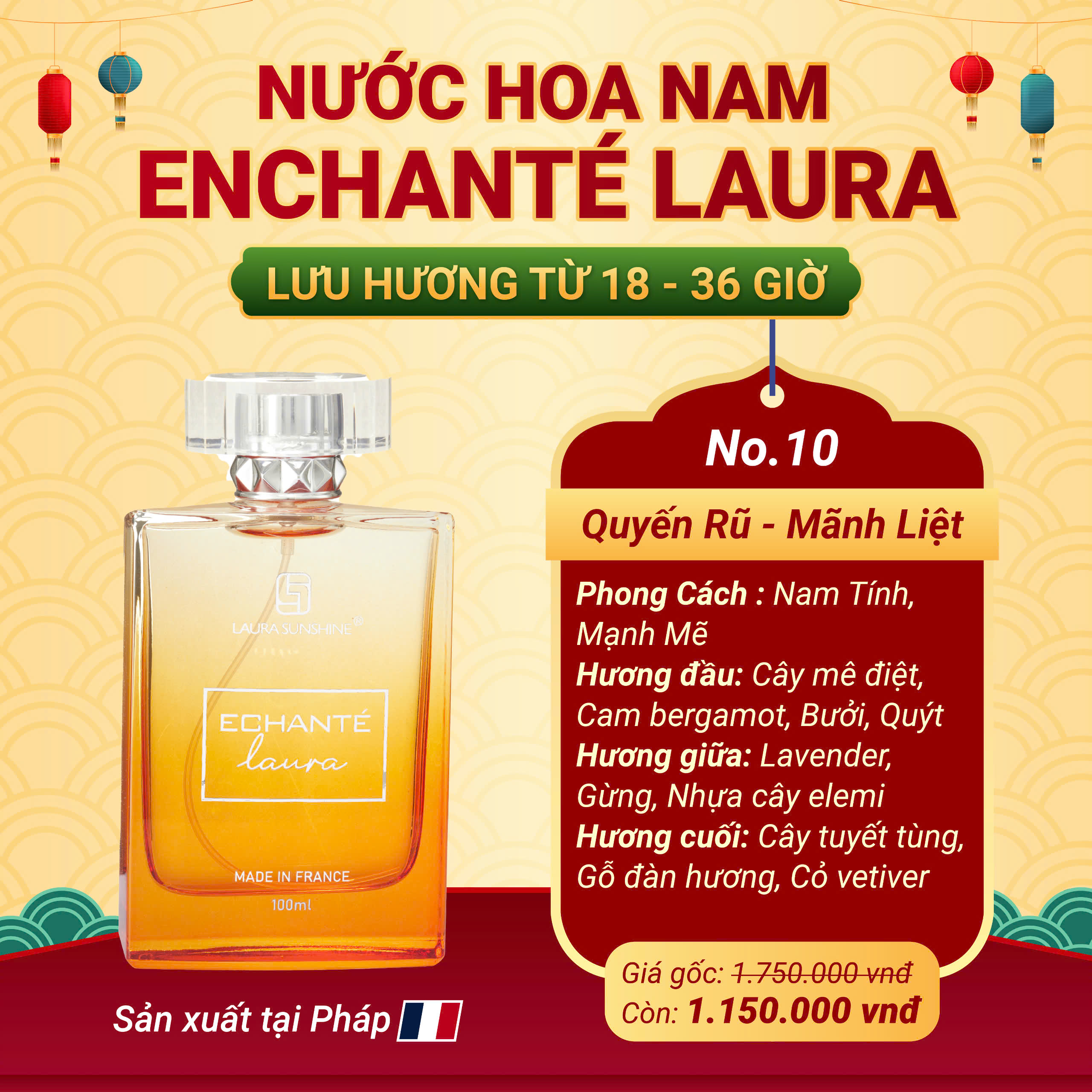 Nước hoa Laura Sunshine No.10 Enchanté Laura 100ml