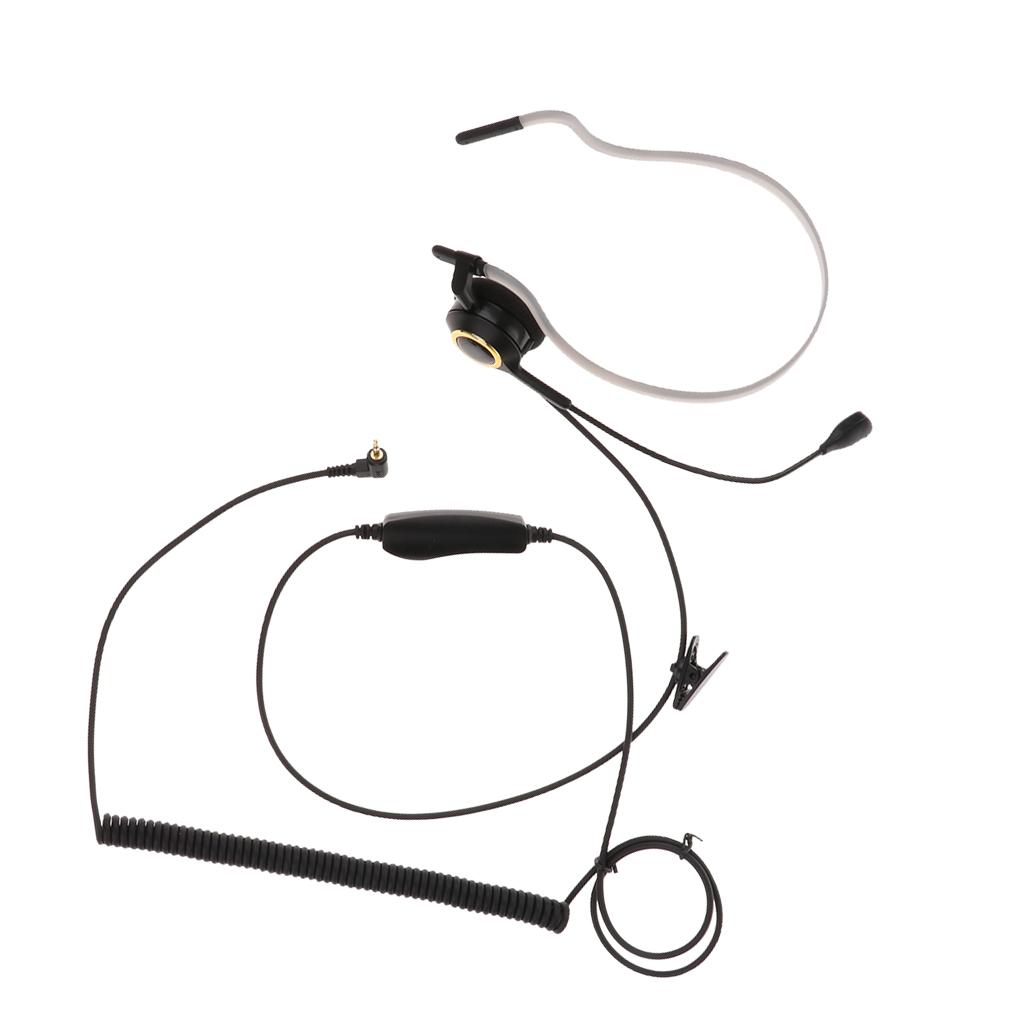 2.5mm Call Center Headset, Rear Mounted Monaural Headphone with Mic