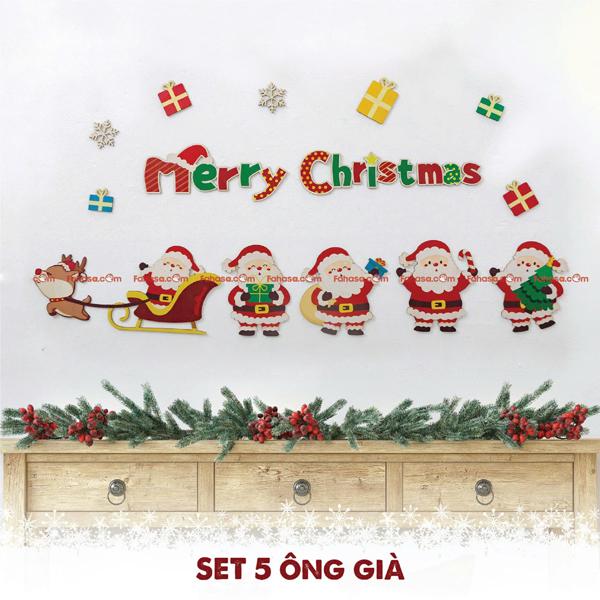 Set Dán Gỗ - Trang Trí Giáng Sinh - Bách Mộc - 5 Ông Già Noel