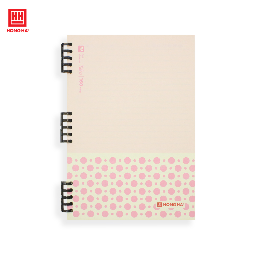 Sổ lò xo B5 Hồng Hà, sổ còng nhựa Basic 160 trang định lượng 80gsm - 3007
