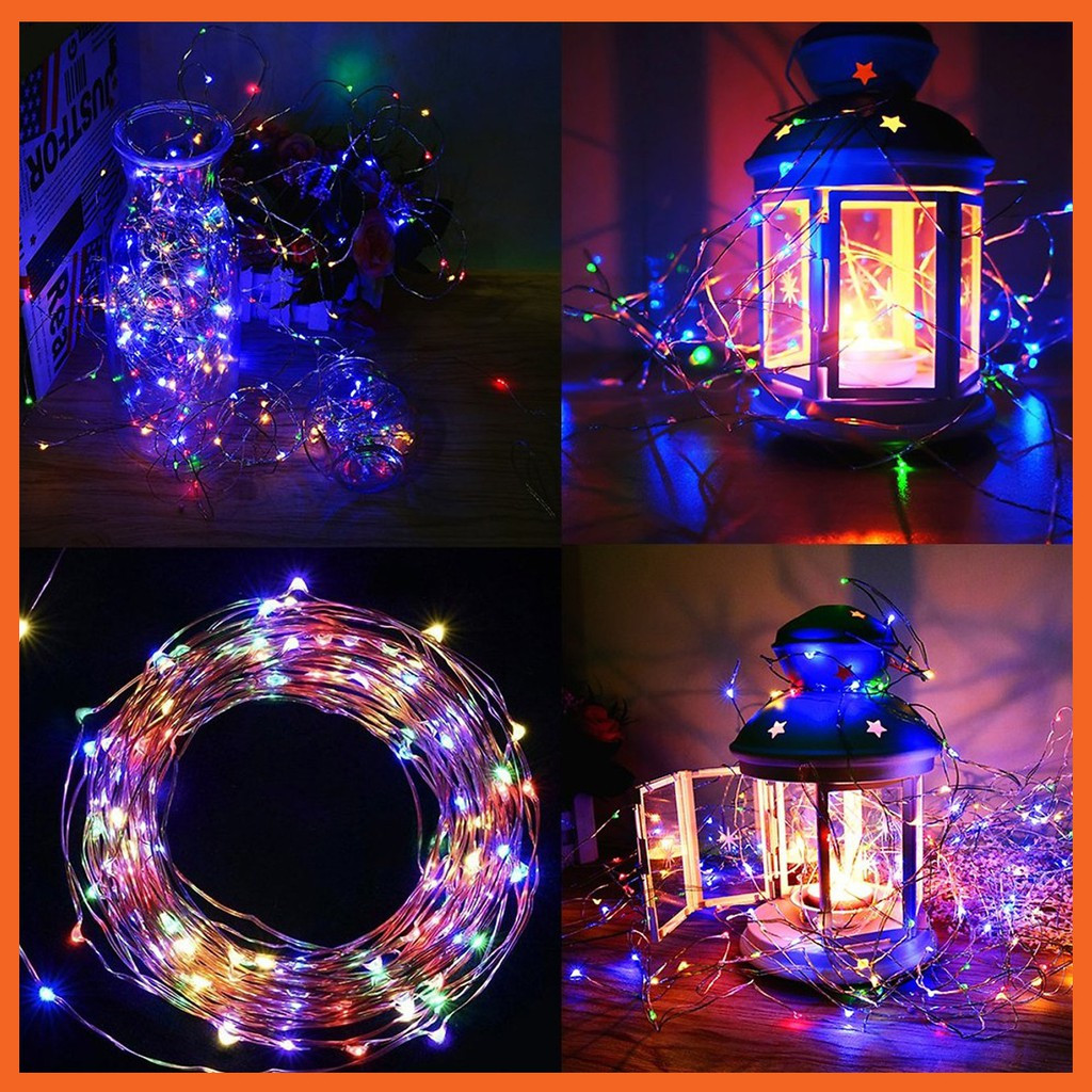 Dây Đèn LED Đom Đóm 10mét 3 Viên pin AA, Đèn LED Dây Fairylight Trang Trí, dài 10mét Decor Trang Trí Nhà Cửa