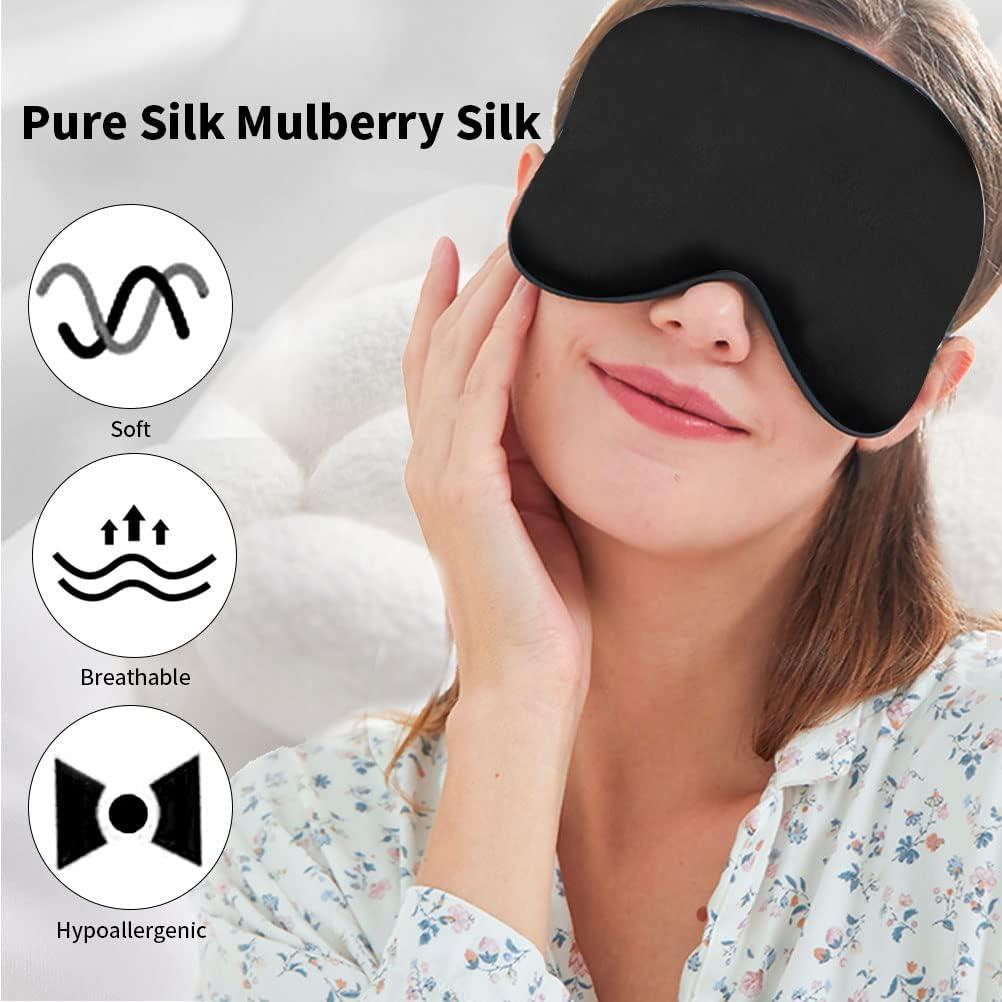 3 máy tính mặt nạ ngủ, mặt nạ đêm thoáng khí trong lụa cotton cottage ngủ ngủ với dây đeo có thể điều chỉnh cho máy bay du lịch
