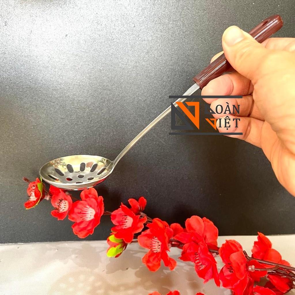 Muỗng Vá múc thạch, trân châu - Inox dày không rỉ , cán nhựa màu nâu