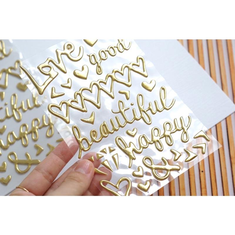 Die cut sticker chữ ánh vàng trang trí scrapbook sổ tay