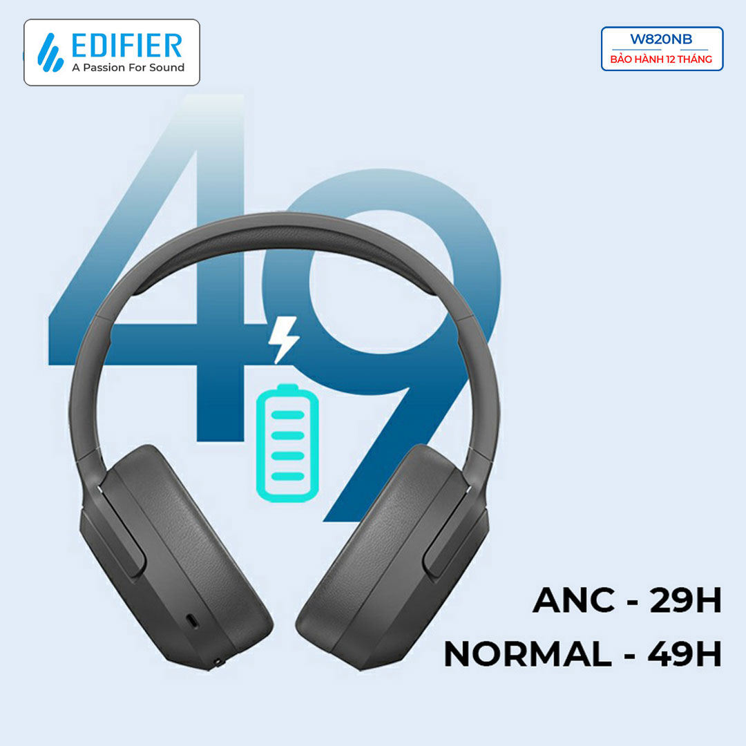 Tai nghe bluetooth 5.0 EDIFIER W820NB Âm thanh chất lượng cao Hires Audio Chống ồn chủ động Chơi game- Hàng chính hãng