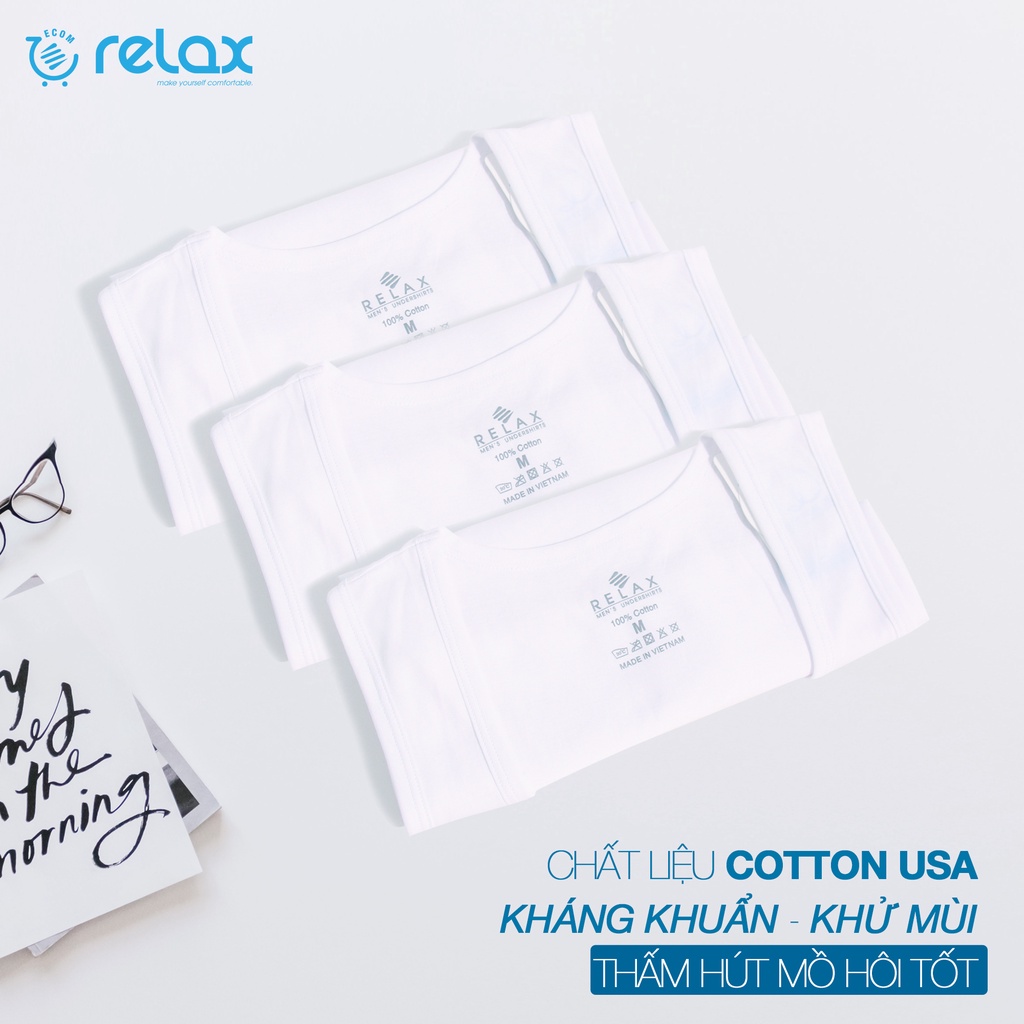 áo ba lỗ nam trắng cotton cao cấp chính hãng relax, áo lót nam trằng RA01