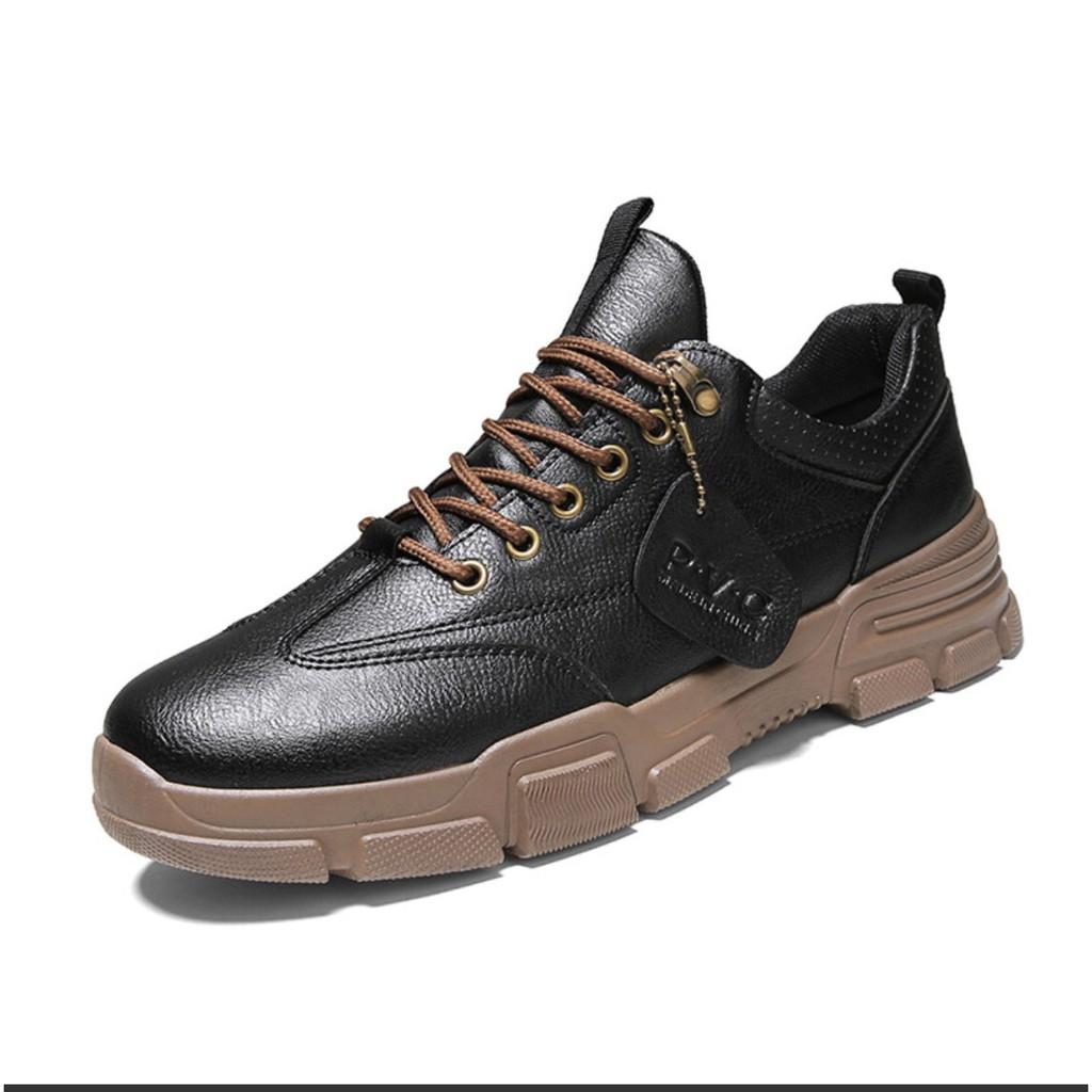 Giày Nam PVC - Giày thể thao nam Sneaker Tăng Chiều Cao Độn đế 3cm, Đính tem, Siêu Nhẹ, Cực Ngầu, 2021