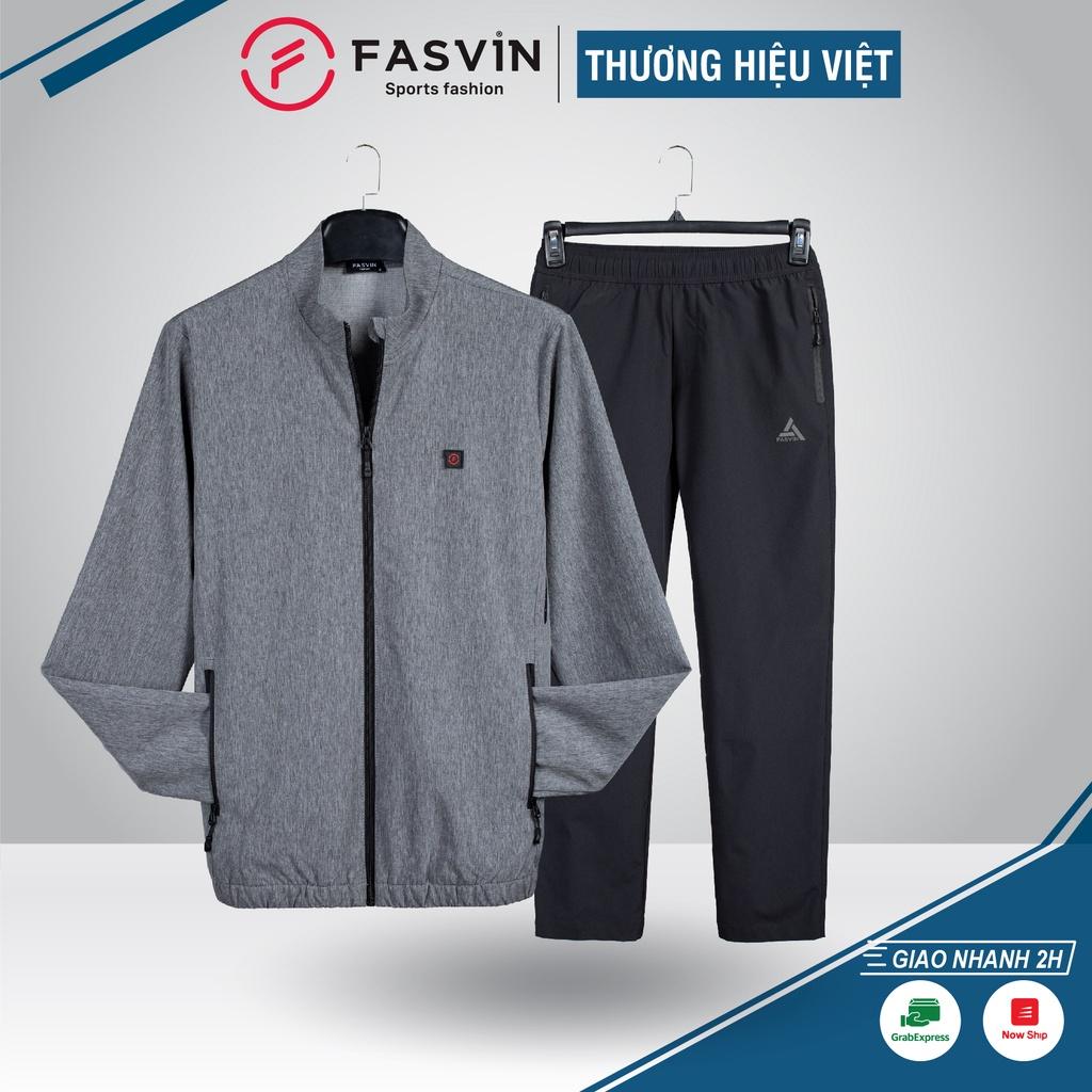 Bộ quần áo gió nam 1 lớp FASVIN BC22543.HN vải thể thao cao cấp hàng chính hãng