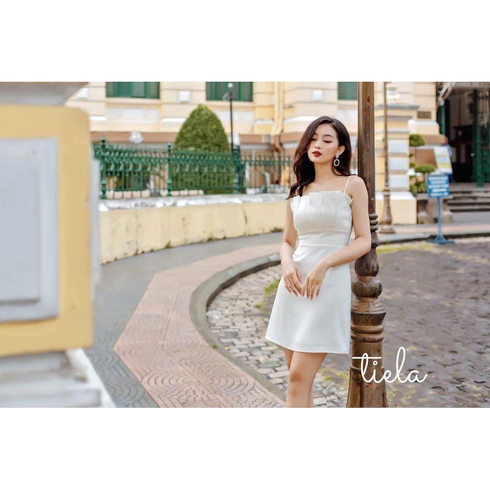TIELA Đầm váy lụa hai dây nhún ngực- Gigi Dress