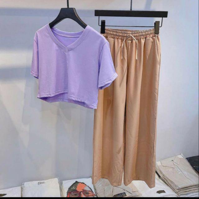 Áo croptop trơn basic cổ tim TTPM90