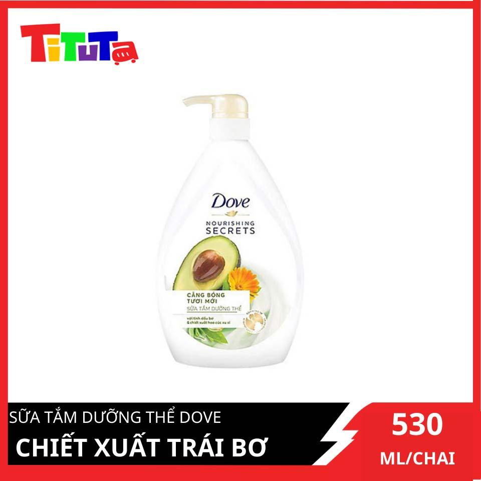 Sữa Tắm Dưỡng Thể Từ Thiên Nhiên Dove Căng Bóng Tươi Mới Với Chiết Xuất Bơ Và Hoa Cúc Calendula 530G