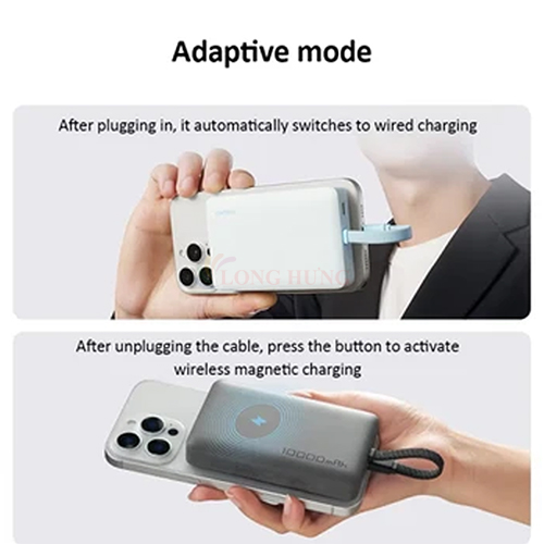 Sạc dự phòng Cuktech Power Bank Bank Magnetic Built-in USB-C Cable 1Type-C 10000mAh 22.5W CP132ML - Hàng chính hãng
