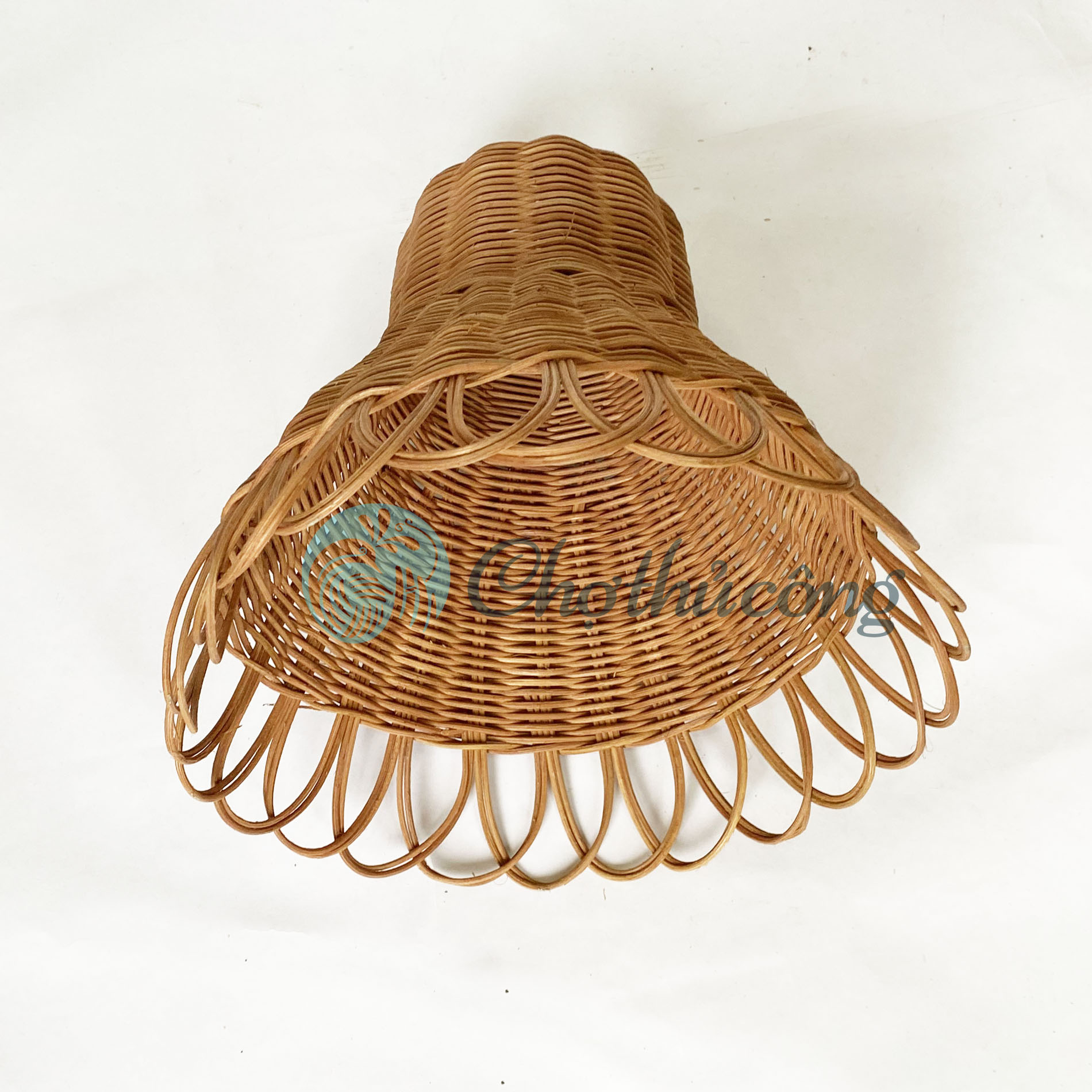 Chụp đèn mây tre đan size L, Chao đèn thả trần trang trí sân vườn, đèn trang trí quán cafe, đèn thả vintage