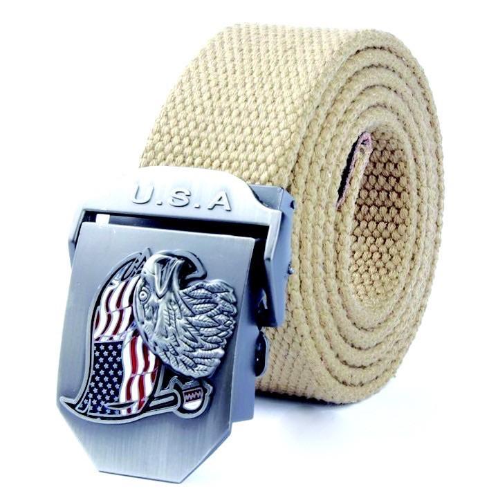 Thắt lưng vải dù mặt khoá U.S.A- vải dù canvas phong cách lính