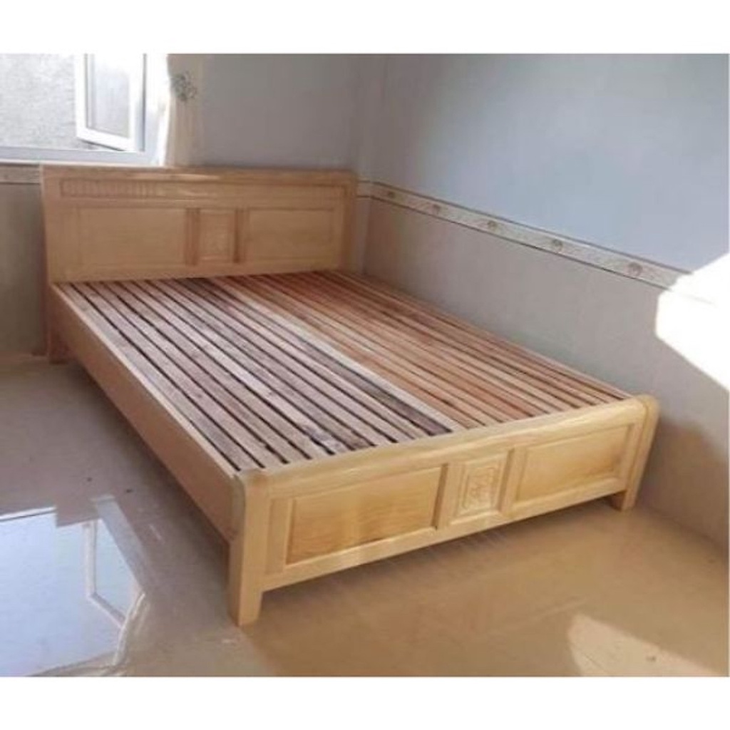 Giường ngủ gỗ sồi nga màu tự nhiên 1m2x 2m