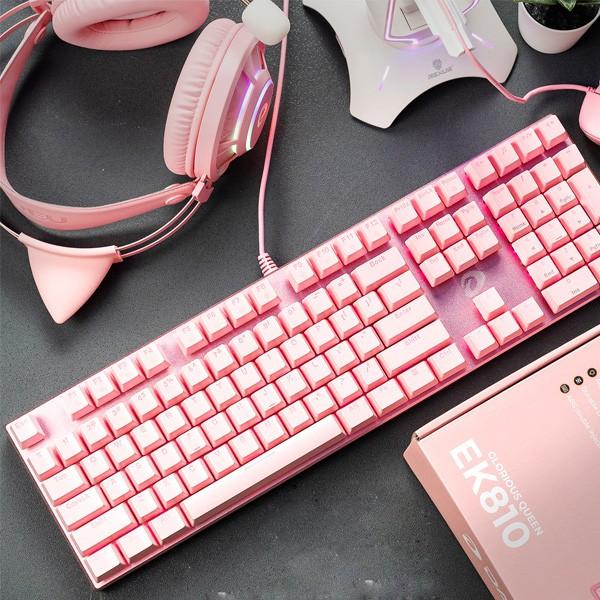 Bàn phím cơ Gaming DAREU EK810 Pink / Black (MULTI-LED, Blue/ Brown/ Red D switch) Hàng Chính Hãng