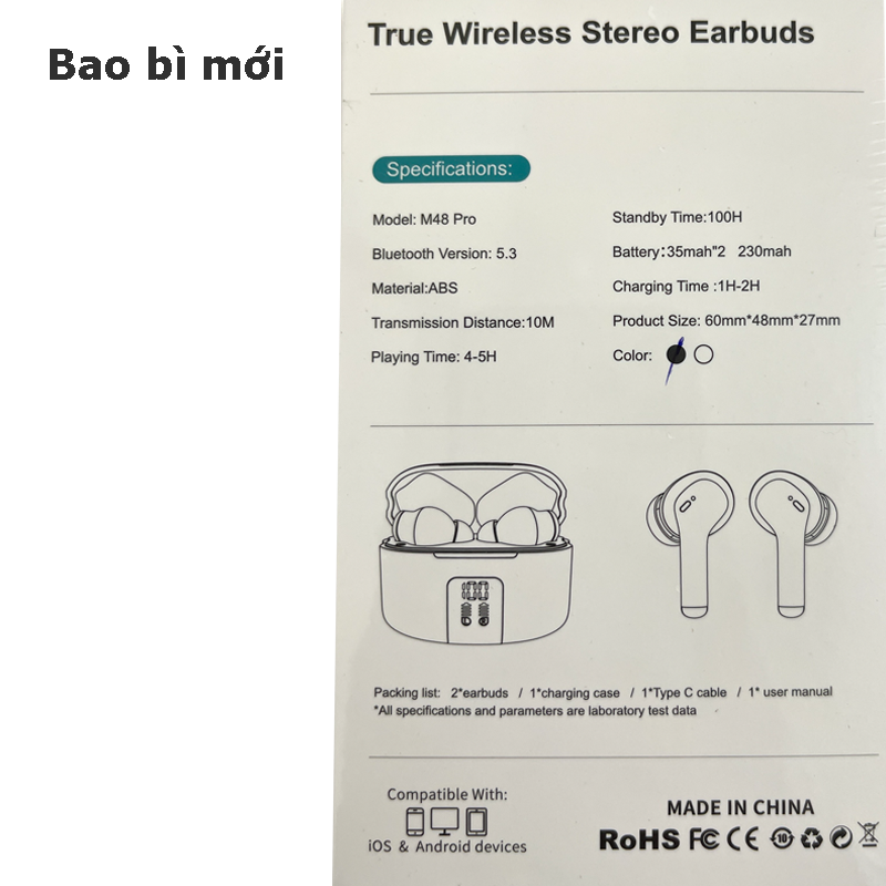 Hình ảnh Tai nghe Bluetooth nhét tai không dây True Wireless Earbuds chống ồn ANC, âm thanh cực chất , điều khiển cảm ứng, thiết kế đẹp, dễ đeo, dễ dùng, nghe hay, nút đệm cao su êm ái, sạc type C, dùng cho iPhone, điện thoại, máy tính bảng -Hàng Chính Hãng