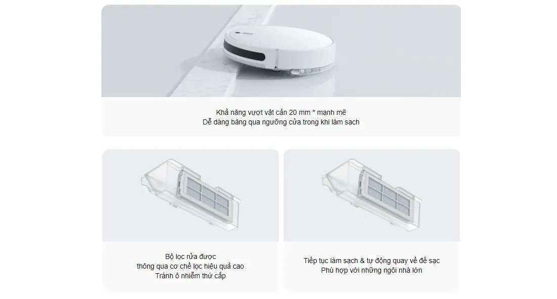 Robot hút bụi Xiaomi Vacuum Mop 2 Lite 25 cảm biến chính xác, Pin 2600mAh, Lực hút mạnh 2.200 Pa, kết nối App, Bản quốc tế - Hàng chính hãng