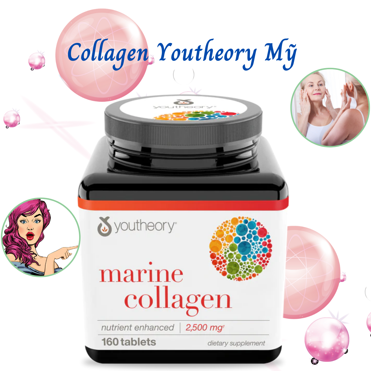 Collagen Youtheory Mỹ chứa collagen, vitamin c, biotin… tạo sức khỏe và sắc đẹp từ bên trong cho da, tóc, móng, sụn, gân, dây chằng, khớp - Massel Official