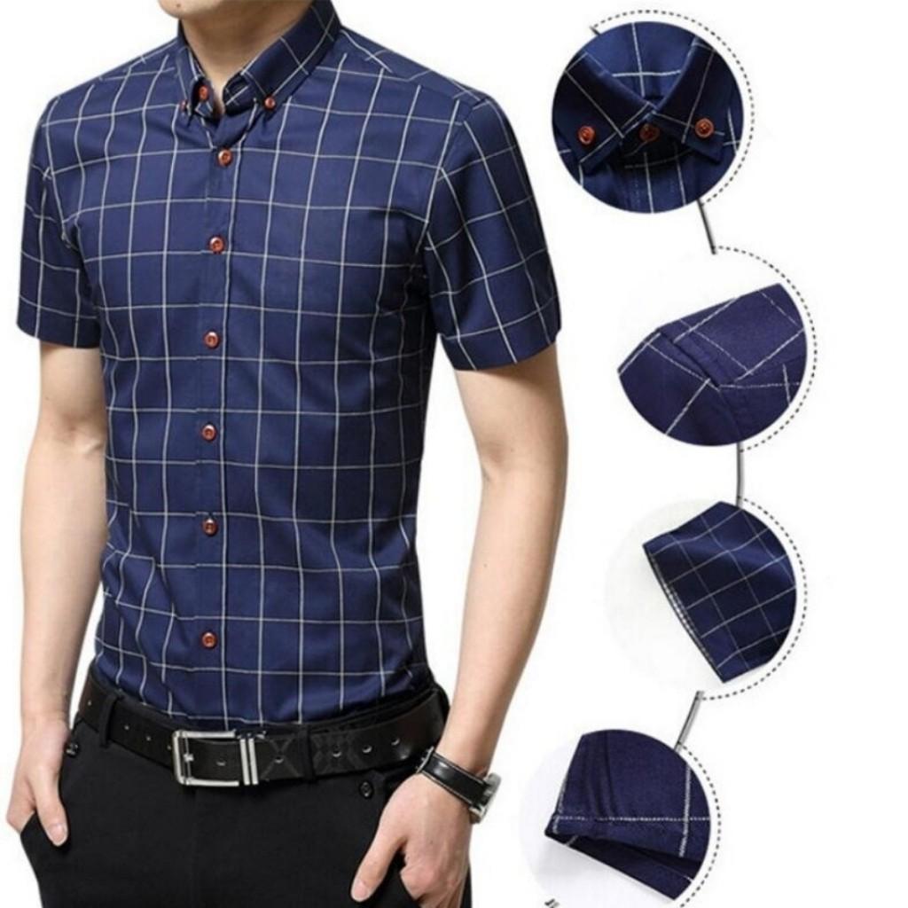 Áo Sơ Mi Nam Ngắn Tay Caro Nút GO20 Vải Mềm Mịn, Thoáng Mát, Chuẩn Form