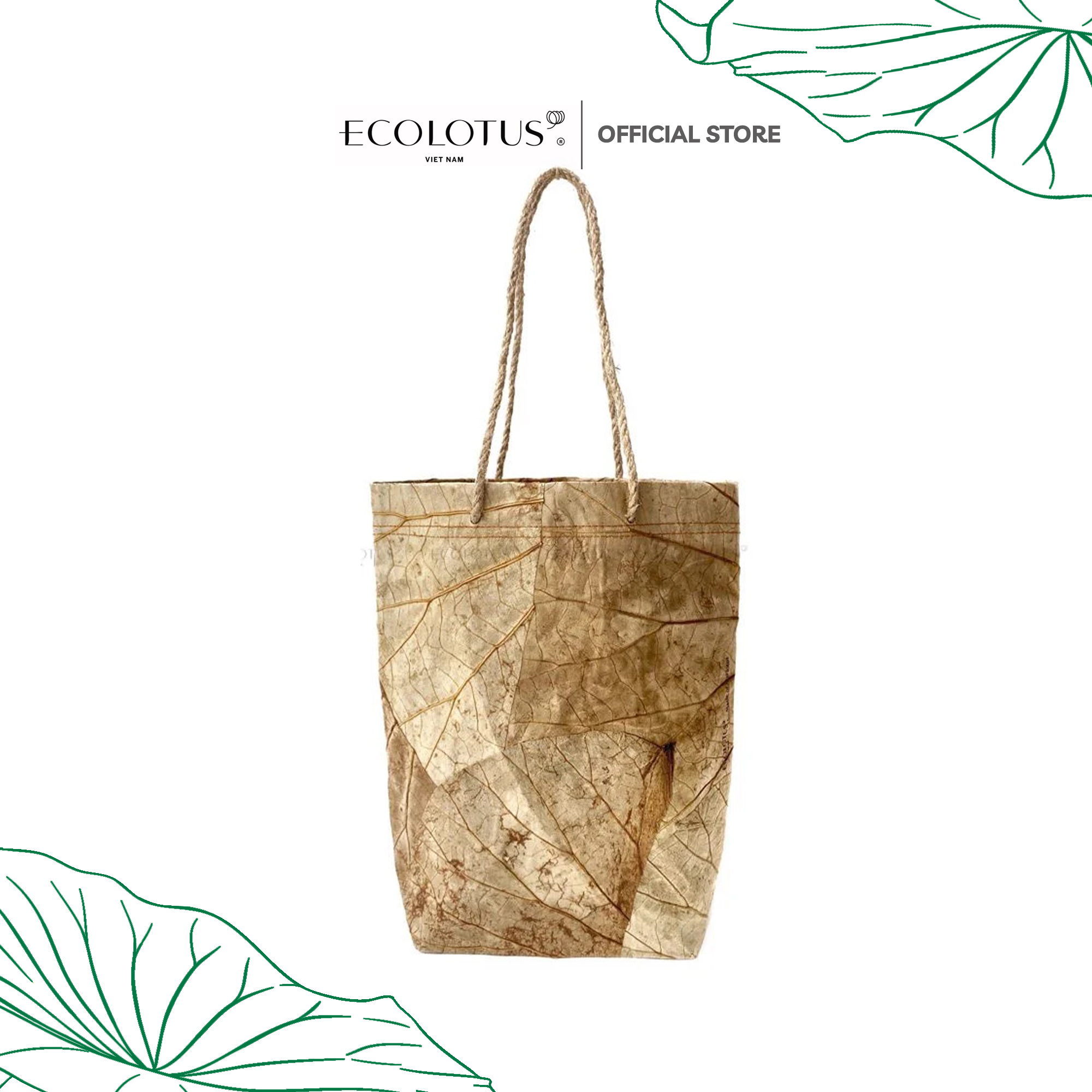 Túi Giấy Lá Sen ECOLOTUS, Size 2, 27X23Cm, Sản Phẩm Thiên Nhiên