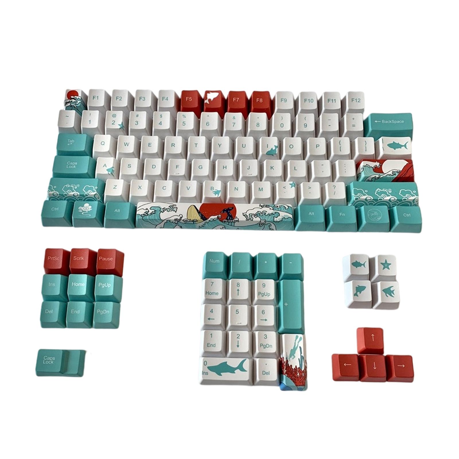 Coral Sea Ukiyo-e DYE-SUB PBT Keycaps for Most Mechanical Keyboards English
