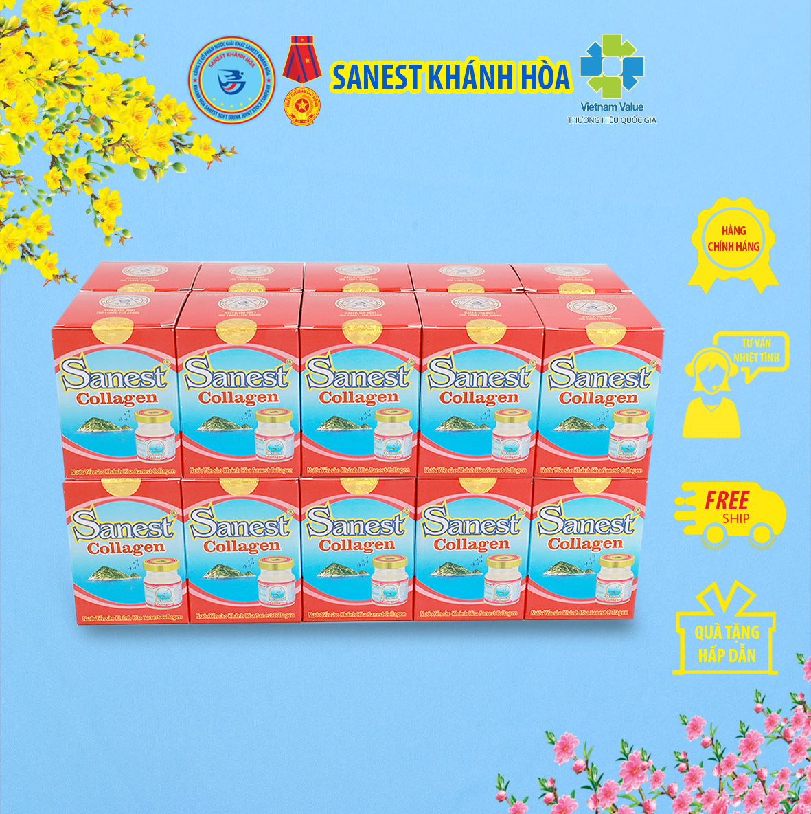 Nước Yến sào Khánh Hòa Sanest Collagen đóng lọ 70 ml