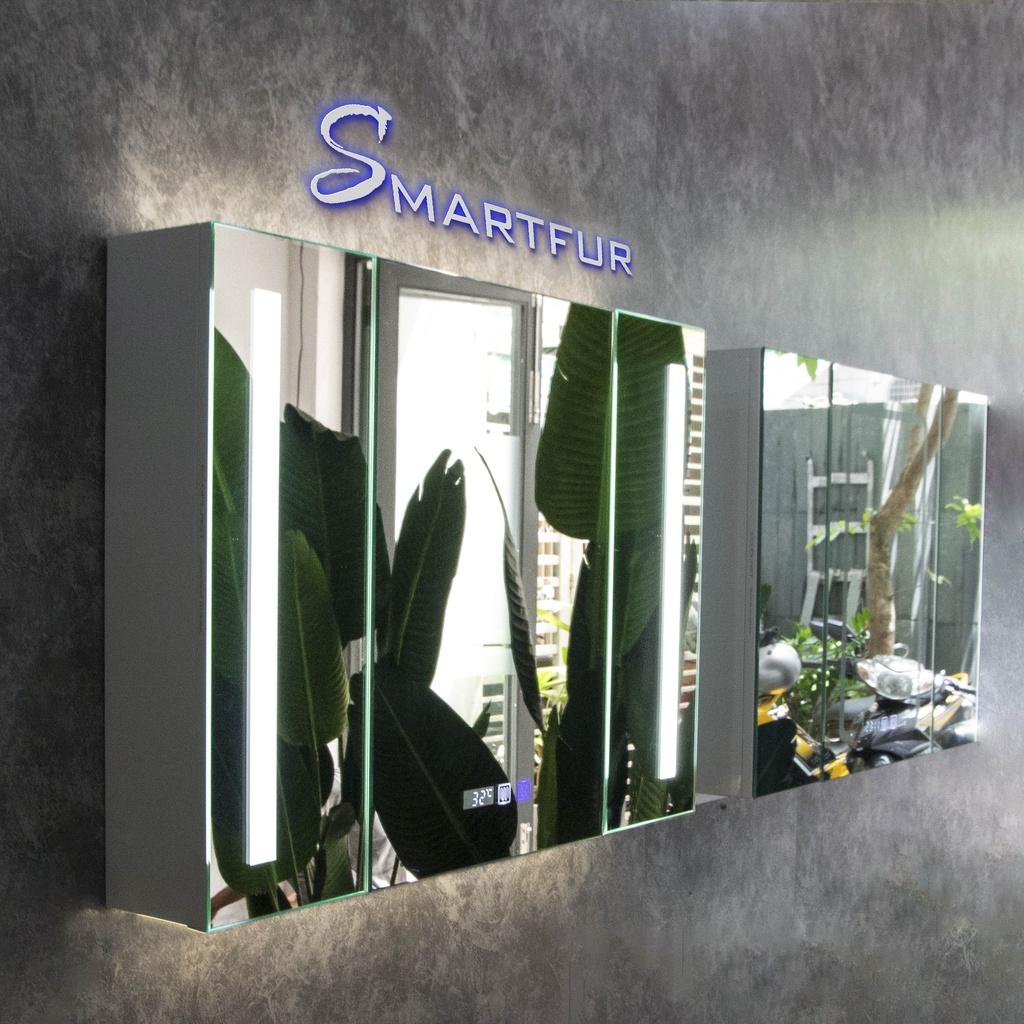 Tủ gương phòng tắm thông minh Smartfur nhựa cao cấp - đèn led và cảm biến nhiệt hiện đại KT SMF80B