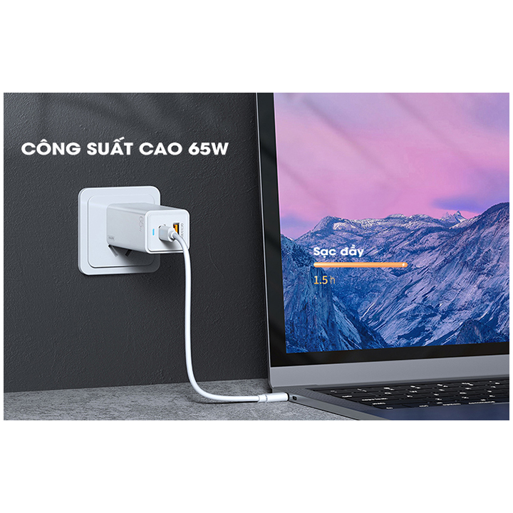 Cốc Sac Nhanh Remax RP-U50 GaN 65W tích hợp 01 cổng USB A và 01 cổng USB C - RP-U50 - Hàng nhập khẩu