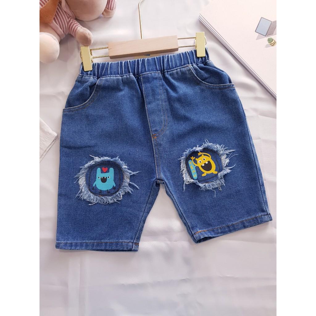 Quần Jeans Cho Bé WELLKIDS Quần Short Cho Bé Họa Tiết Monster Chất Bò Mềm 033