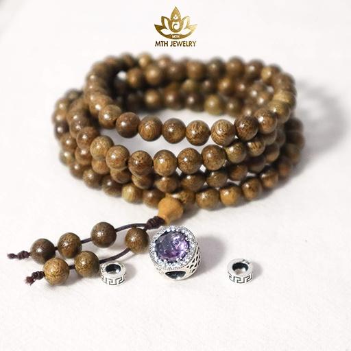 Vòng Tay Trầm Hương Tự Nhiên 108 Hạt MIX Charm Bạc S925