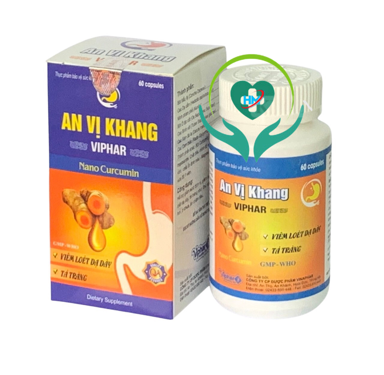AN VỊ KHANG Vinaphar Hộp 60 Viên - Giúp Kiện Tỳ Vị, giảm Acid Dịch Vị ,Hỗ Trợ Viêm Loét Dạ Dày - Tá Tràng