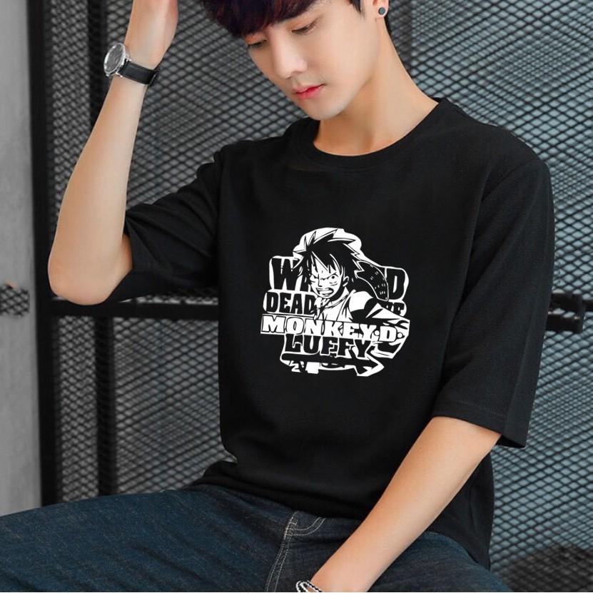 Giảm Giá Áo Thun Đen Tay Lỡ Unisex Luffy OnePiece Siêu Ngầu