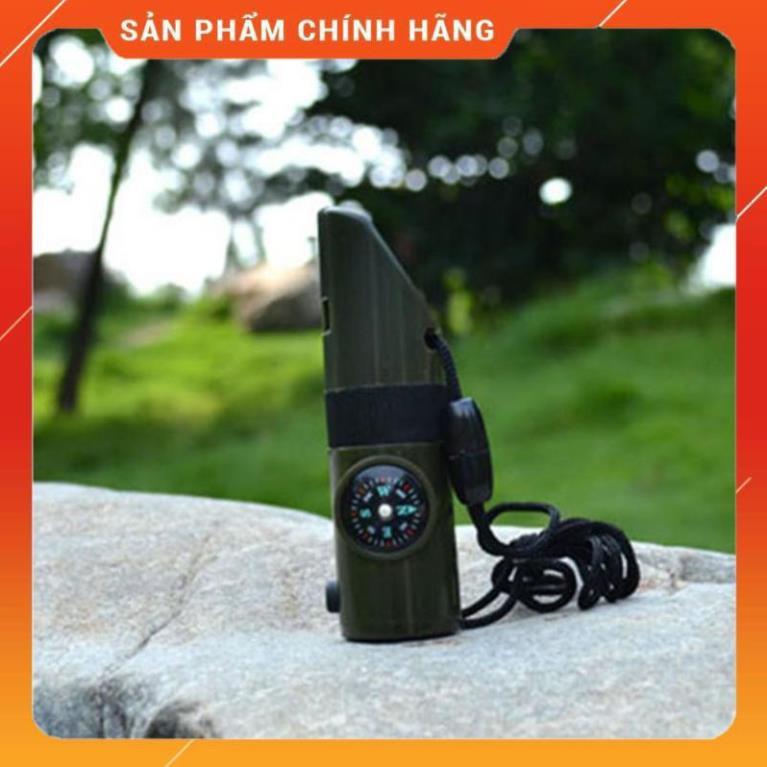 Móc khóa la bàn nhiệt kế còi thổi 6 chức năng tặng khăn đa năng đi phượt 206627206311