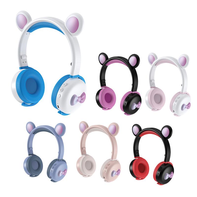 Dạ Quang Tai Nghe Tai Nghe Bluetooth Không Dây-Tai Nghe Tương Thích Tai Mèo Dễ Thương Nhạc Điện Thoại Di Động Máy Tính Có Micro