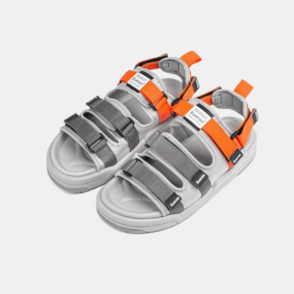 Giày sandal nam nữ unisex đi học quai ngang Buenas Sport SD6879 Cam ghi đế cao 3 phân