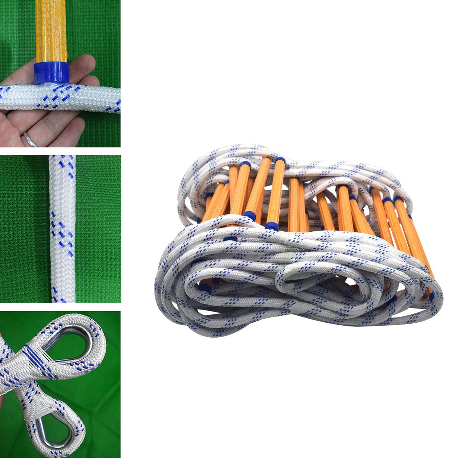 Emergency Fire Escape Ladder, Flame Resistant, Safety Rope Ladder with Hooks, Fast to Deploy