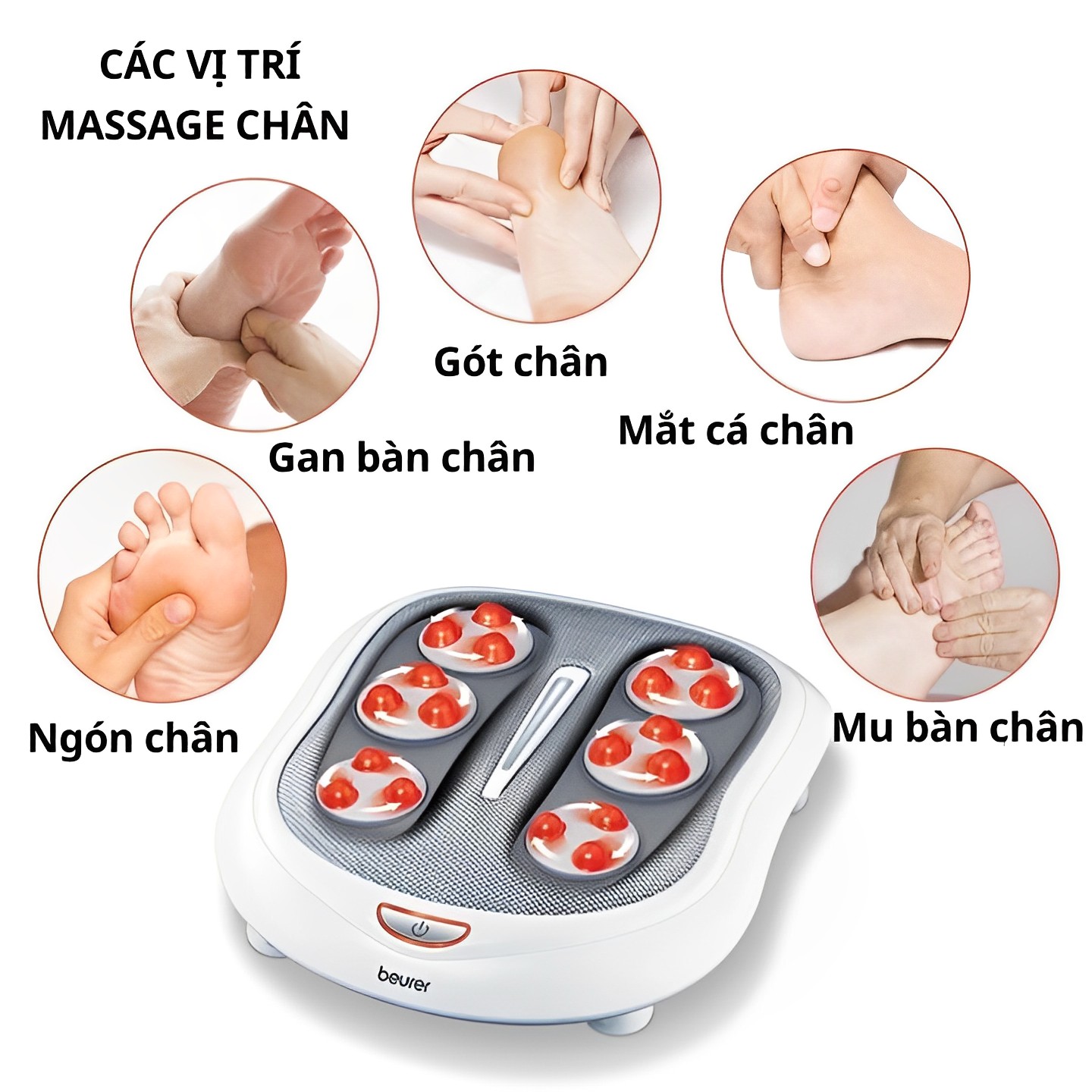 Máy massage chân Beurer FM60, thảm mátxa chân, máy massage bàn chân bi lăn và hồng ngoại giảm đau mỏi, tê bì,lưu thông khí huyết