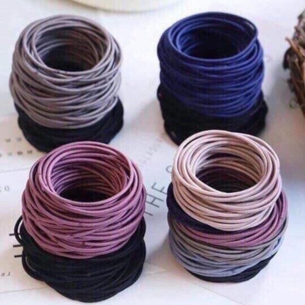 Set 100 chun cột tóc trơn nhiều màu cho bạn gái