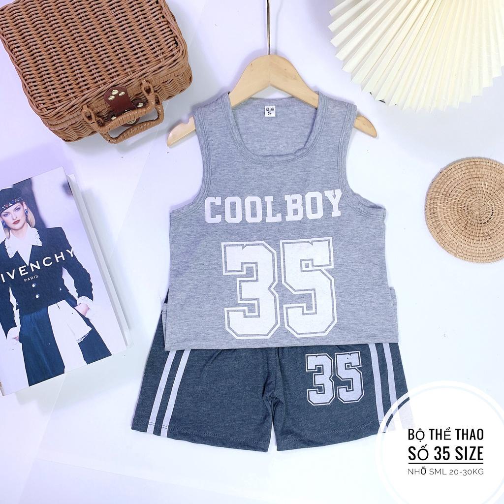 Đồ bộ thể thao sát nách bé trai hình số 35 Coolboy chất cotton 2 chiều giá rẻ cho bé 20-30kg