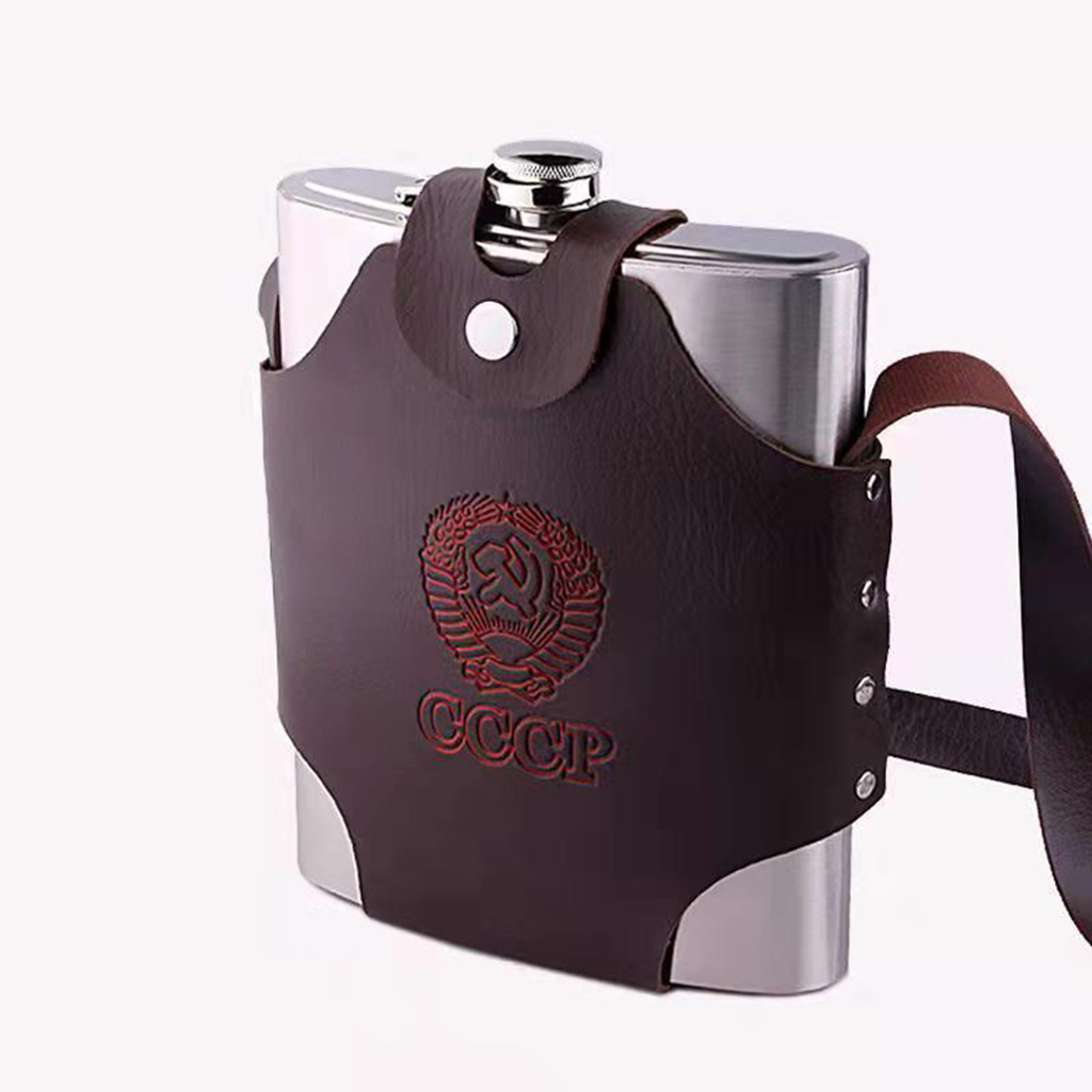 Bình Inox Đựng Rượu CCCP Truyền Thống Dung Tích 2.0L Dày 0,6 ly - 64OZ , Kèm Bao Da Phong Cách.