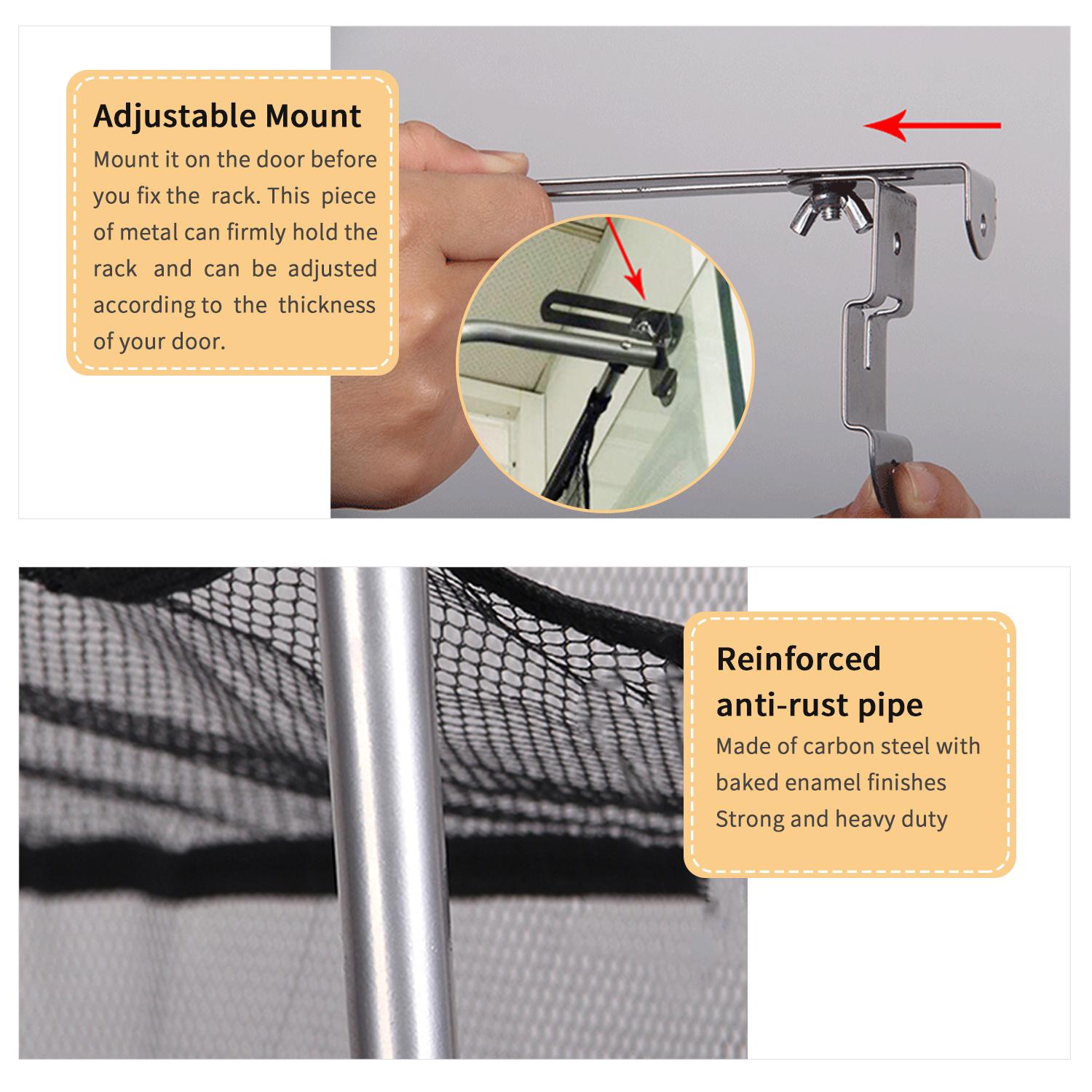 Giá để giày 10 tầng treo trên cửa làm bằng thép carbon và lưới nylon