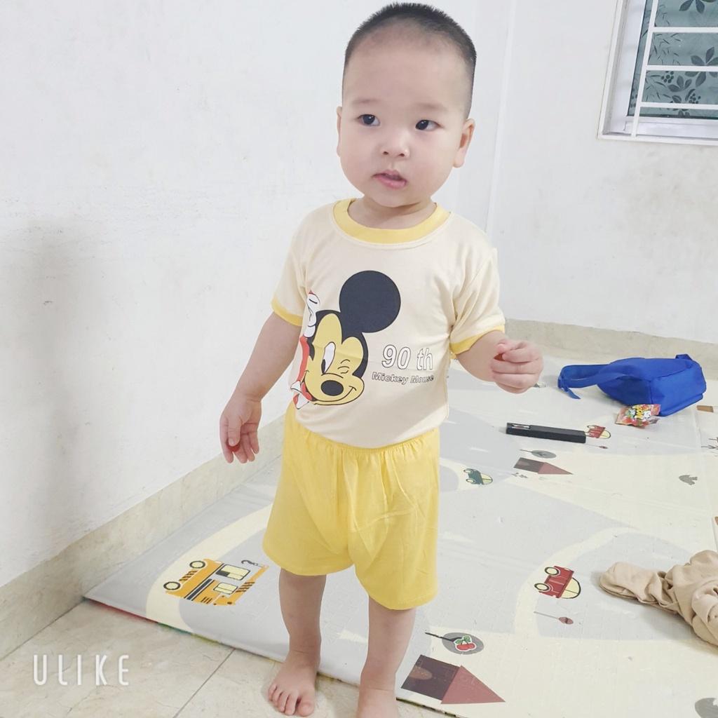 Bộ cộc tay cho bé trai bé gái, Bộ cộc tay cổ tròn basic thun lạnh petit minky mom, kháng khuẩn thấm hút tốt