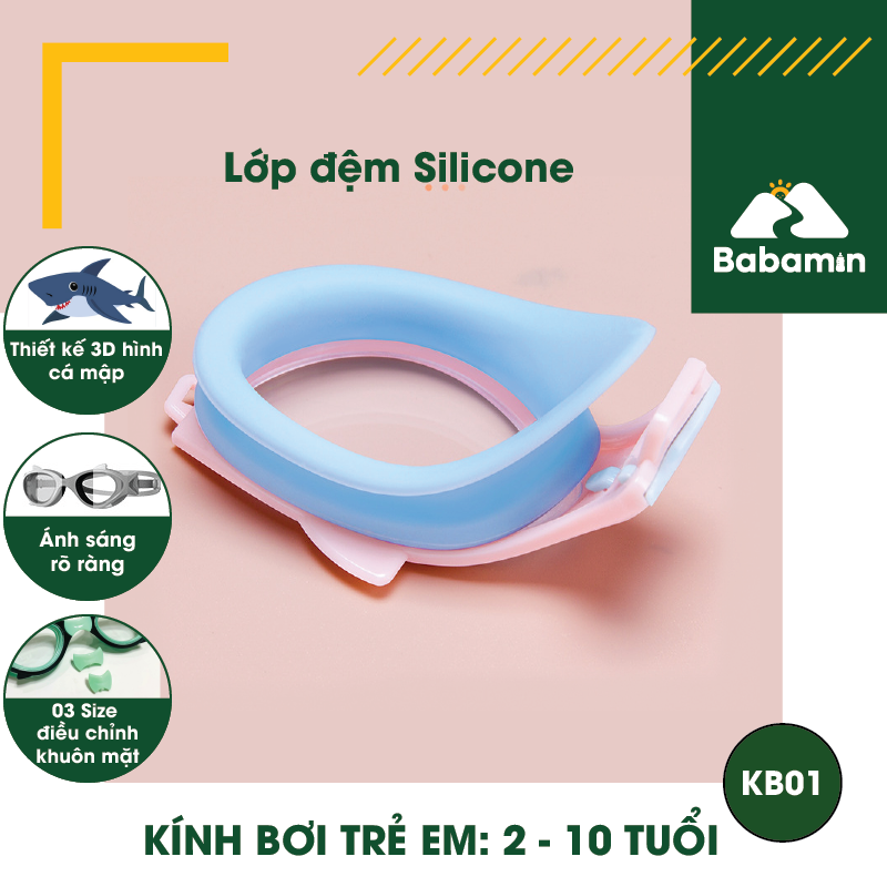 Kính Bơi Trẻ Em 2 Đến 10 Tuổi - Hoạt Hình 3D Baby Shark – Chống Mờ – Babamin – KB01