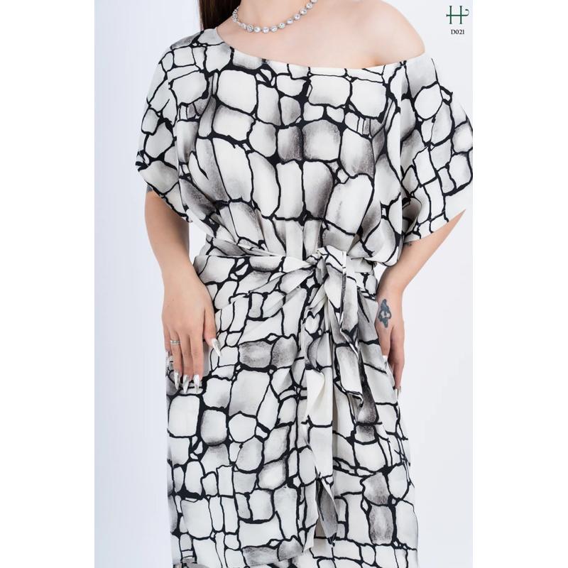 Đầm lụa hoạ tiết gợi cảm -D21